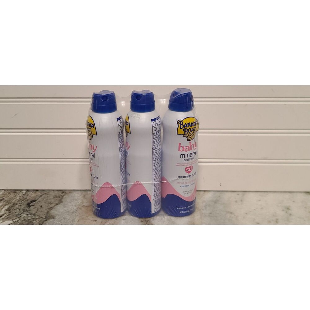 Banana Boat Baby Mineral Enriched Sunscreen Spray SPF 50 Lot of 3